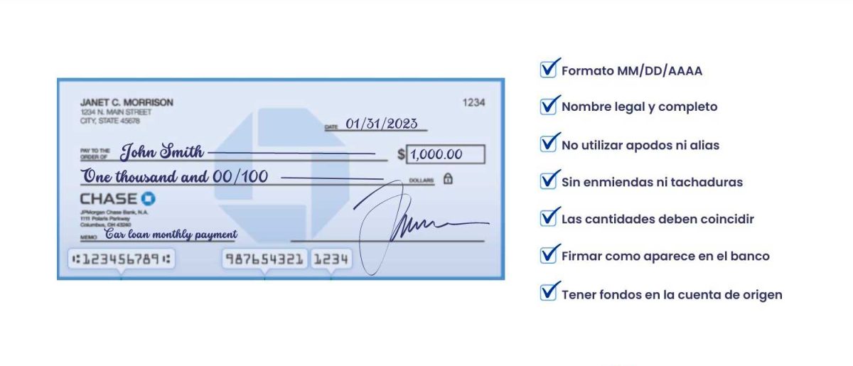 Chase Cheque จะเขียนเช็คอย่างไร?