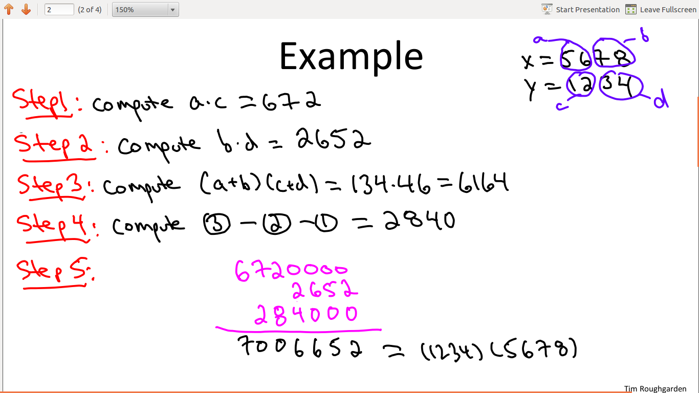 ejemplo de multiplicación karatsuba