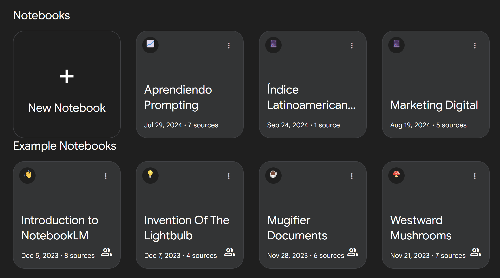 Estructura y paneles en NotebookLM
