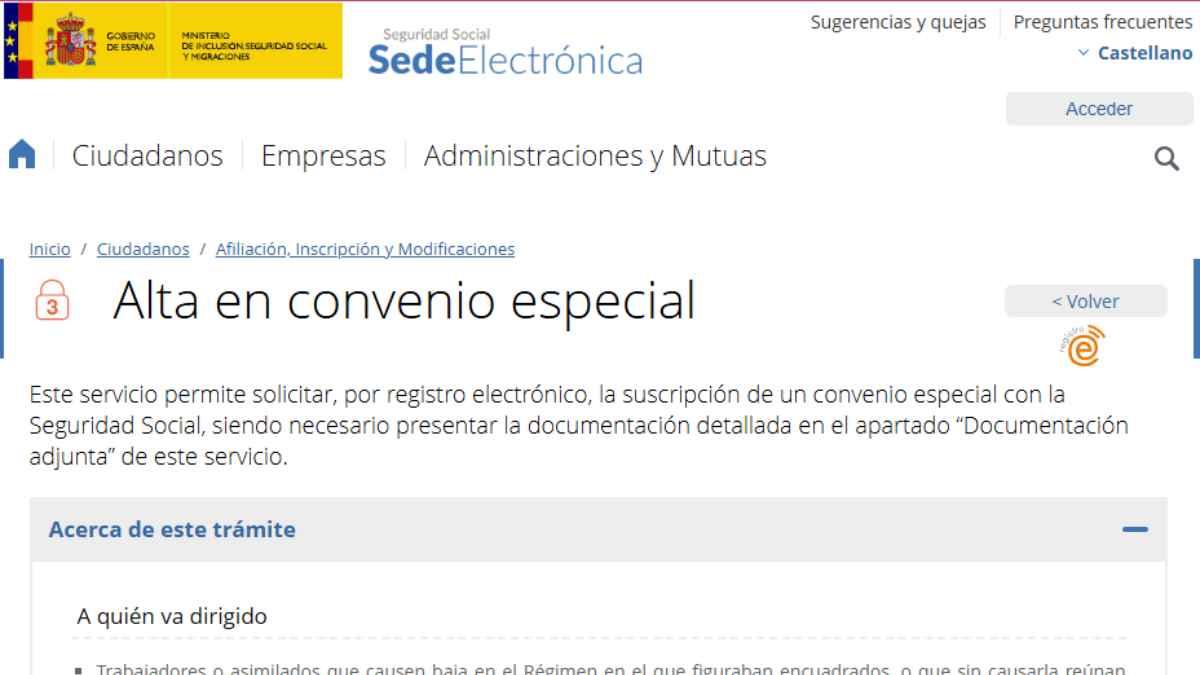 Cuotas convenio especial