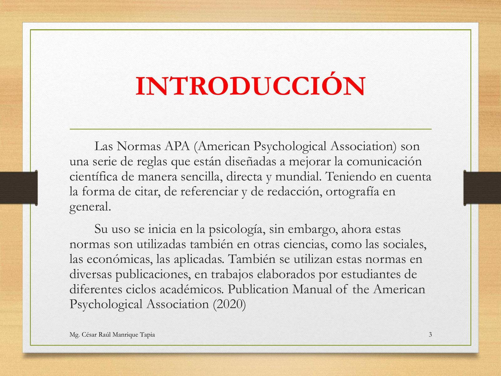 Normas APA para la introducción Normas APA para la introducción