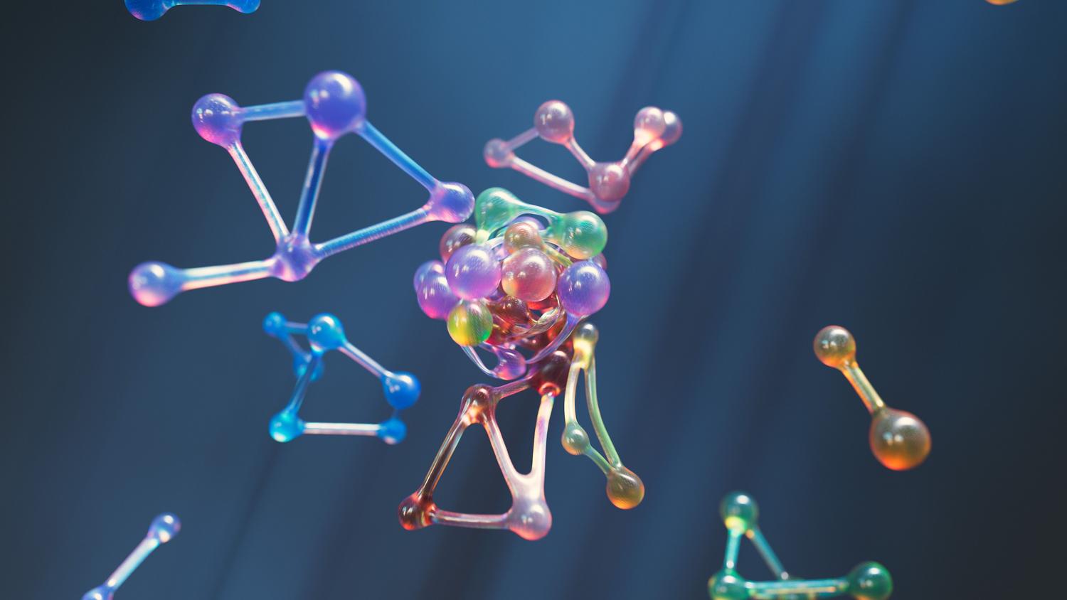 Representación abstracta de estructuras moleculares, ilustrando la nanotecnología y la investigación biomédica. Representación abstracta de estructuras moleculares, ilustrando la nanotecnología y la investigación biomédica.